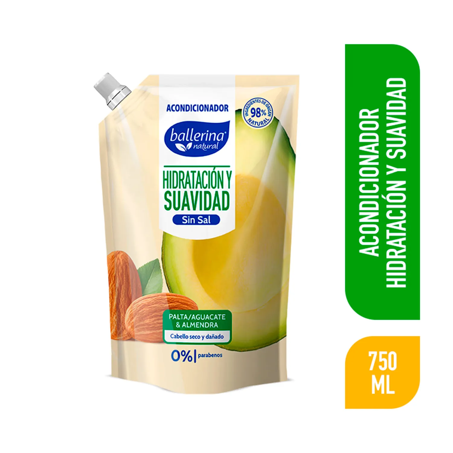 Acondicionador Ballerina Sin Sal Palta y Almendras 750ml